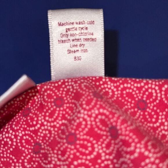 Bass Women Long Sleeve Symmetrical Floral Print Poplin Blouse Tops Pink Size Lar - Picture 7 of 7